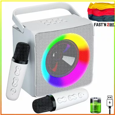 Kaufen Universal Karaoke Anlage Bluetooth Lautsprecher Mit 2 Mikrofone Mit LED Licht • 39.99€