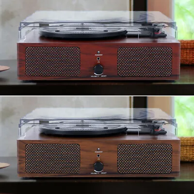 Kaufen Vinyl Schallplatten Bluetooth Plattenspieler USB AUX Musikanlage Holzoptik Braun • 66.99€