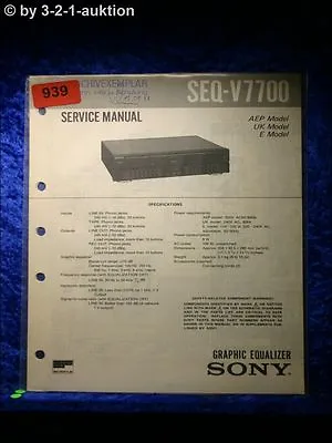 Kaufen Sony Service Manual SEQ V7700 Graphic Equalizer  (#0939) • 14.95€