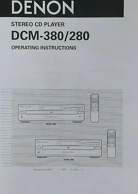 Kaufen Denon DCM-380/DCM-280 - 5 Disc CD Player Wechsler - Anleitung - BENUTZERHANDBUCH  • 8.11€
