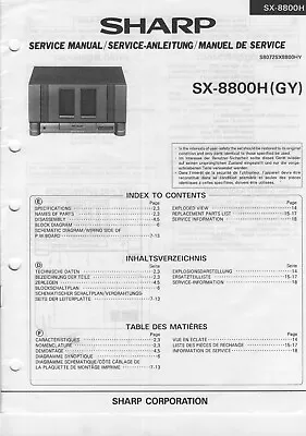 Kaufen Orig. Service Manual  Sharp SX-8800H, 18 Seiten • 11.99€