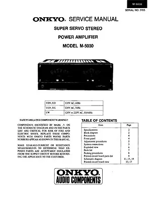 Kaufen Service Manual-Anleitung Für Onkyo M-5030  • 10€