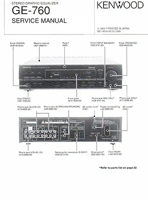 Kaufen Service Manual-Anleitung Für Kenwood GE-760  • 11.50€