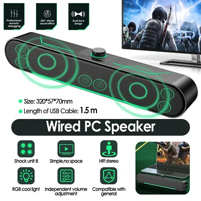 Kaufen Multimedia Speaker Boxen Lautsprecher Für PC Laptop Notebook USB HIFI Subwoofer • 17.89€