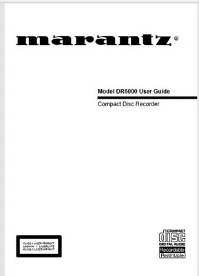 Kaufen Marantz DR6000 CD Player Recorder Bedienungsanleitung - BENUTZERHANDBUCH  • 8.30€