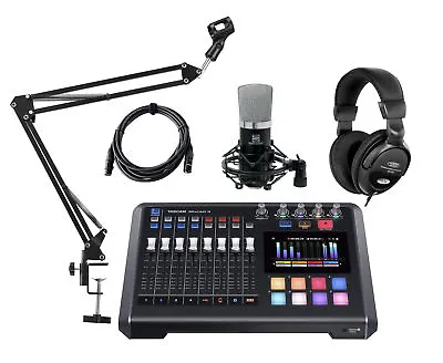 Kaufen Podcast Set Von Tascam Mit Mikrofon, Interface, Kopfhörer, Stativ & XLR-Kabel • 582€
