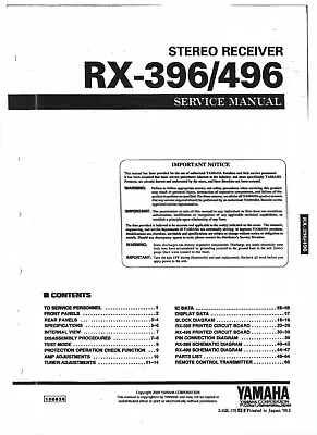 Kaufen Yamaha Service Manual  Für RX-396/496  Englisch  Copy • 13.80€