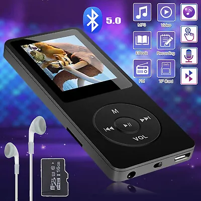 Kaufen Premium MP3 Player Bluetooth 5.0 HiFi Verlustfreier Ton FM Radio Musik Player DE • 20.99€
