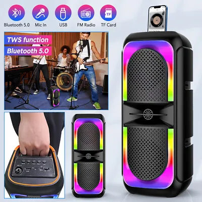 Kaufen Bluetooth 5.0 Lautsprecher RGB Subwoofer Musikbox Boombox Party LED Mit Mikrofon • 29.99€