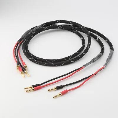 Kaufen HIFI Reines Kupfer Lautsprecherkabel Konfektioniert Bananenstecker Audio Kabel • 29.73€