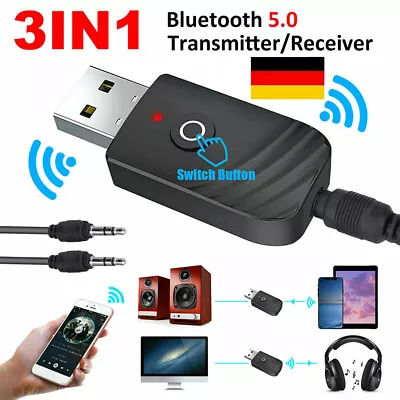 Kaufen 3-in-1 Bluetooth Adapter Transmitter Empfänger Musik TV PC Audio Sender 3.5mm DE • 5.11€