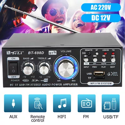 Kaufen 360W Bluetooth Verstärker Vollverstärker HiFi Stereo Amplifier Digital FM USB • 24.99€