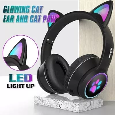 Kaufen Bluetooth Katze Ohr Kopfhörer Gaming Headset Kopfhörer Mit LED Licht Für Kinder • 12.90€