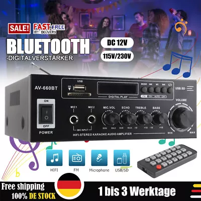 Kaufen 3000W Bluetooth5.0 Mini Verstärker HiFi Power Audio Stereo Bass USB MP3 FM Radio • 32.99€