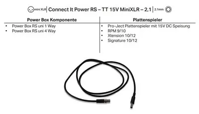Kaufen Pro-Ject Connect It Power RS TT 15V MiniXLR 2,1 Stromkabel Länge 123 Cm • 60€