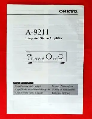 Kaufen Notice Mode D'emploi Amplificateur HI-FI ONKYO A-9211 Français-Español-Italiano • 10€