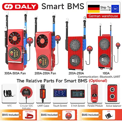 Kaufen Daly 12V 24V 48V 100A-500A LiFePO4 Akku Smart (Fan) BMS Balance+Bluetooth Module • 56.85€