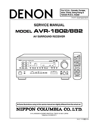 Kaufen Service Manual-Anleitung Für Denon AVR-1802, AVR-882  • 15€