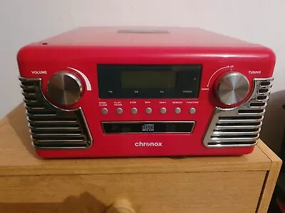 Kaufen Retro Nostalgie Stereoanlage Plattenspieler,CD-Player,Radio Chronox E 6060 Rot • 39.99€