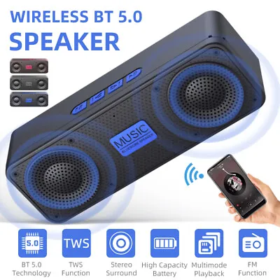Kaufen Lautsprecher Bluetooth 5.0 Subwoofer Bass Stereo Kabellos Soundbox Musikbox • 12.27€