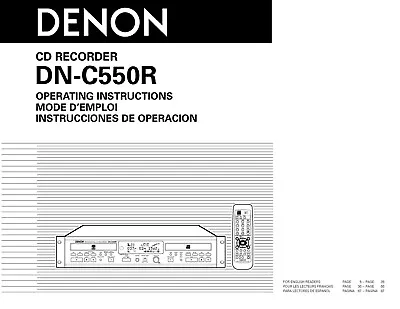 Kaufen Bedienungsanleitung-Operating Instructions Für Denon DN-C550 R  • 12.50€