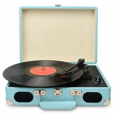 Kaufen Portable 3 Gang Vinyl Plattenspieler Lautsprecher Mit Stereo RCA-Ausgang/3.5mm • 29.99€