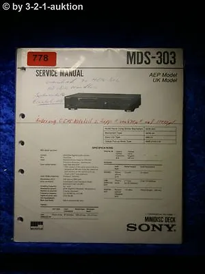 Kaufen Sony Service Manual MDS 303 (#0778) • 16€