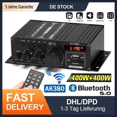 Kaufen 800W Bluetooth Verstärker Vollverstärker HiFi Stereo Amplifier Digital FM DE • 20.87€