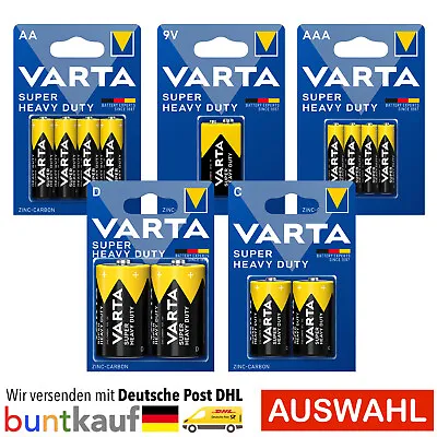 Kaufen Varta Super Heavy Duty AAA AA 9V E Block D Mono C Baby Zink Kohle Batterien LR6 • 3.49€