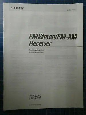 Kaufen SONY FM Stereo Receiver STR-AV210 STR-AV310 Bedienungsanleitung H-12739 • 9.90€