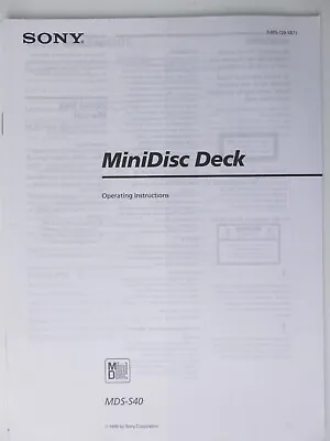 Kaufen Sony Minidisc Deck MDS-S40 Bedienungsanleitung H-25173 • 6.90€