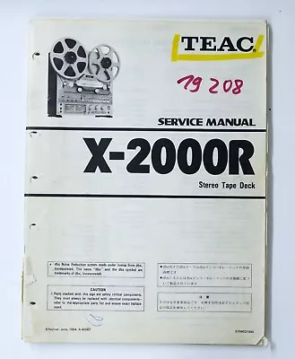 Kaufen Original TEAC X-2000R Stereo Tape Deck Service Manual / Reparatur Anleitung • 119€