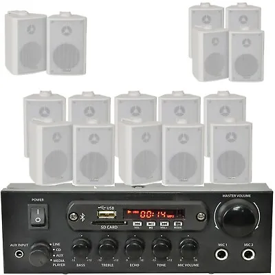 Kaufen Bar Home Weiß Bluetooth Wand Lautsprechersysteme Drahtlos Hintergrund Musik Amp Kit • 16.81€