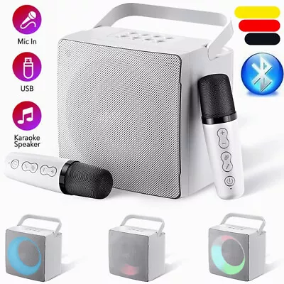 Kaufen Tragbarer Bluetooth Lautsprecher RGB Musikbox Karaoke Party Mit 2 Mikrofonen DE • 39.99€